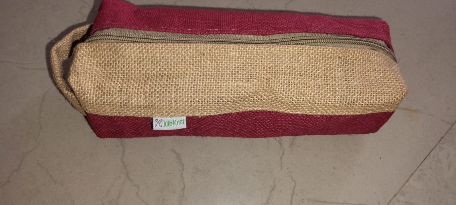 Handmade Jute Tote Bag with Buddha Print & Matching Zipper Pouch – Eco-Friendly Women’s Handbag Set - Image 3