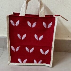 Handmade Jute Lunch Bag with bottle and spoon holders, Eco-Friendly