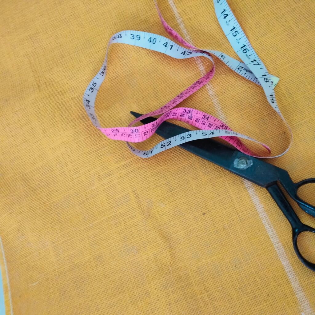 cutting of jute for making jute bags in bulk.