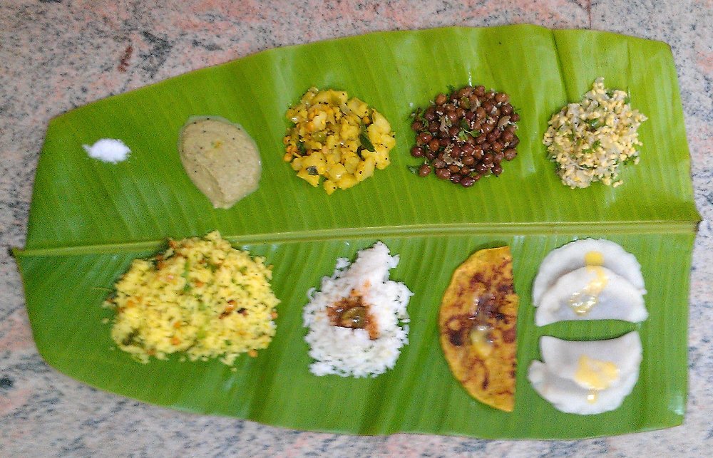 feast with banana leaf