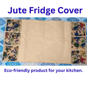 Eco-Friendly Jute Fridge Cover with 6 Storage Pockets | Durable & Stylish Refrigerator Top Cover