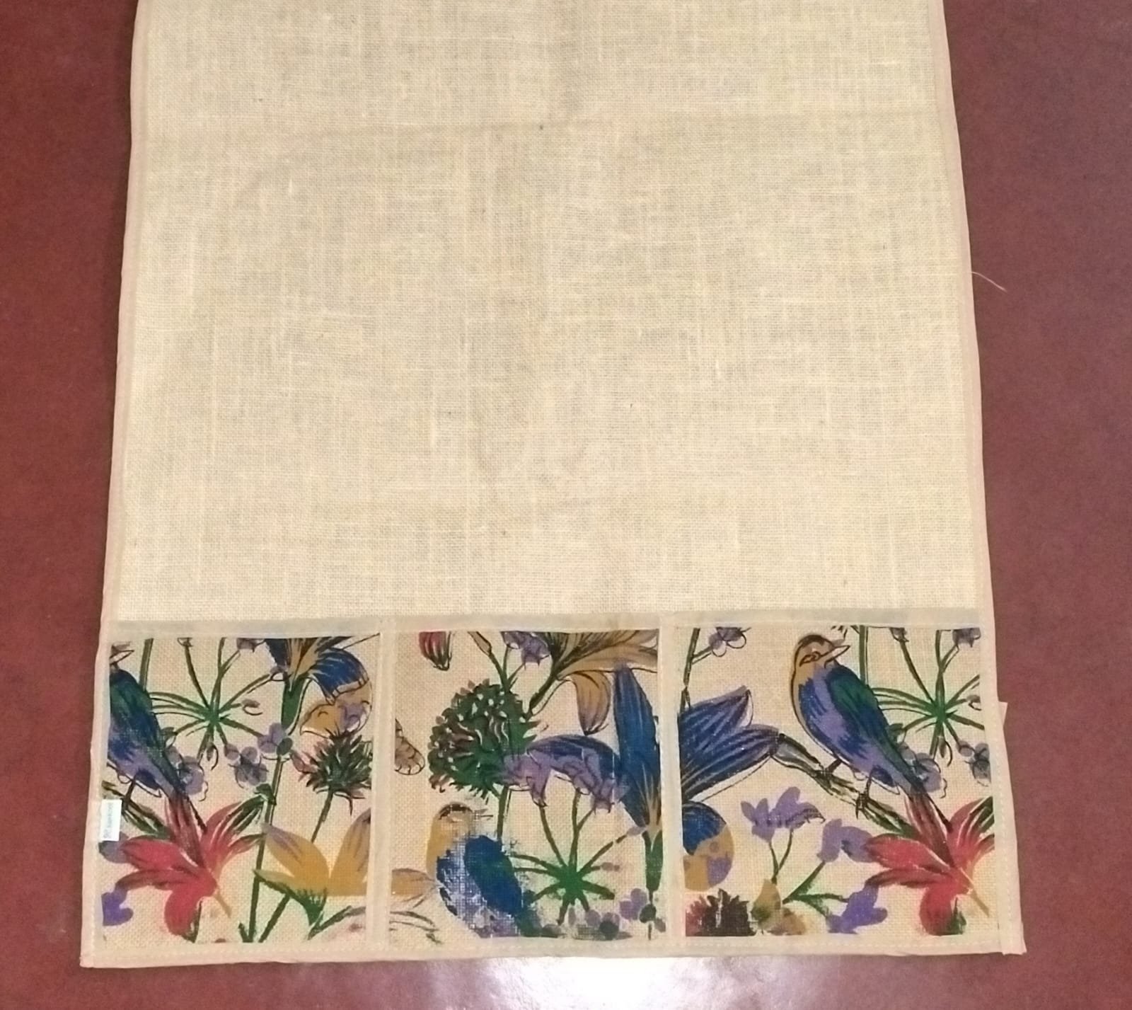 Eco-Friendly Jute Fridge Cover with 6 Storage Pockets | Durable & Stylish Refrigerator Top Cover - Image 3